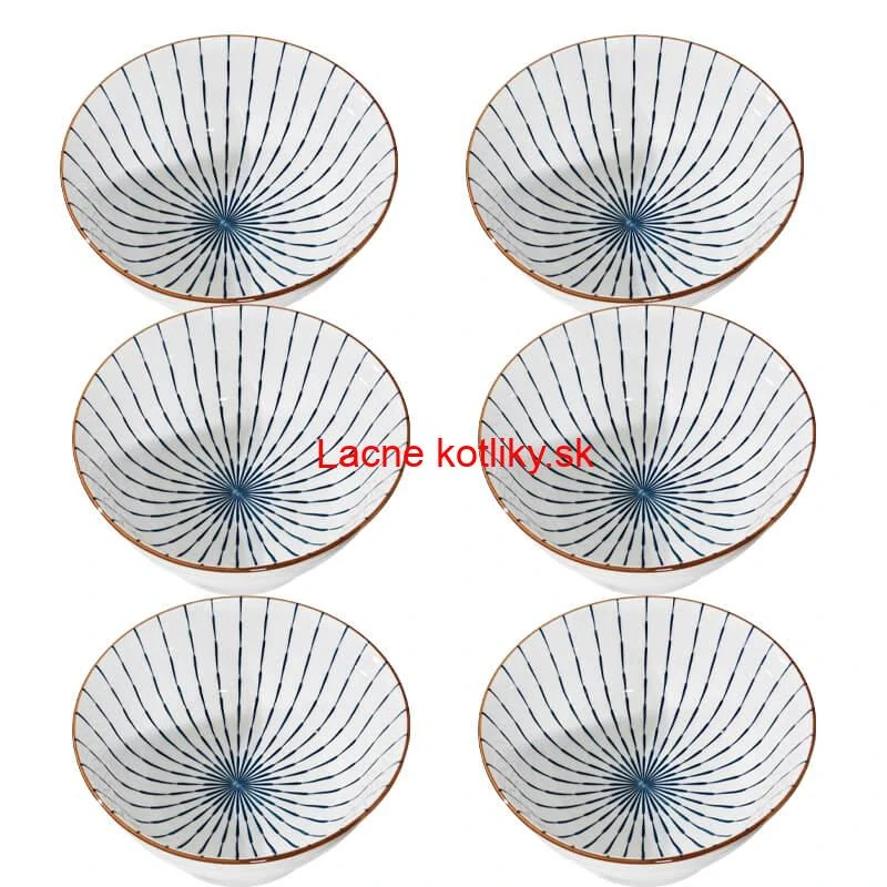 Sada 6 ks veľkých keramických misiek na guláš a polievky, 1 liter