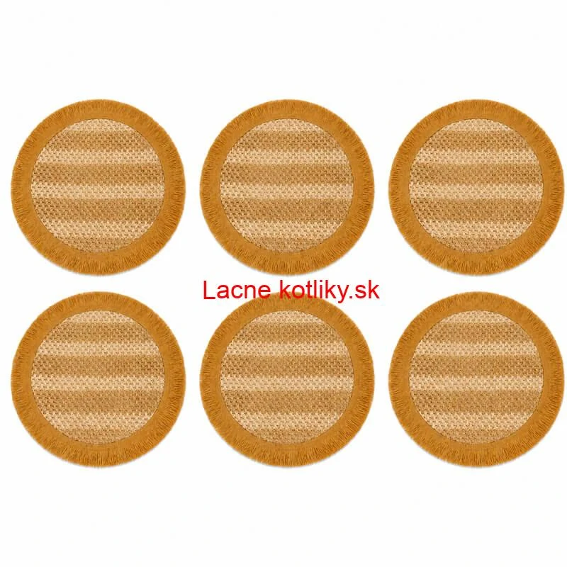 Okrúhle prírodné podložky pod tanier so strapcami 37 cm, 6 ks