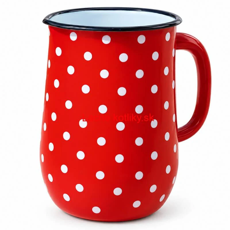 Smaltovaný džbán s bodkami 2,5 l – červený