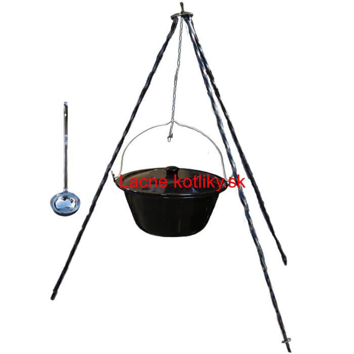Smaltovaný kotlík 30 L + pokrievka + teleskopická trojnožka 1,40 m