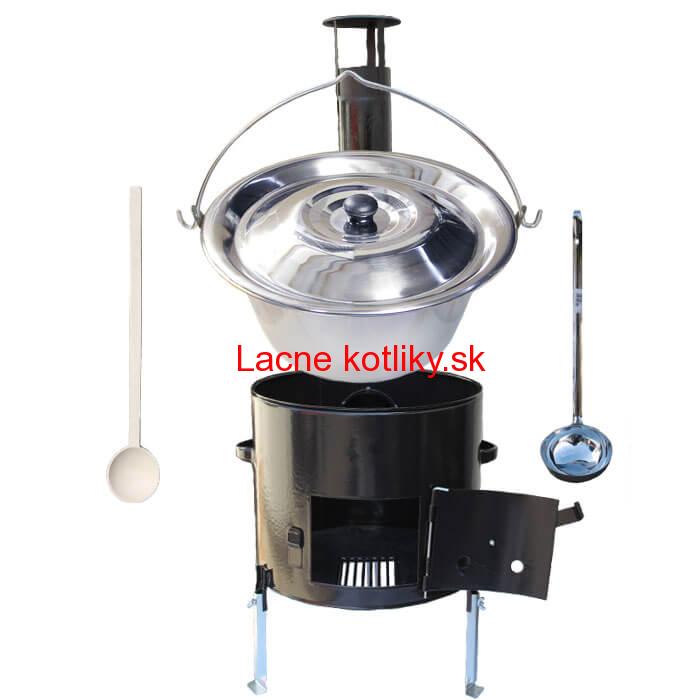 Antikorový kotlík 8 L (0,8 mm) + smaltovaná kotlina 31 cm + vareška a naberačka Easy party