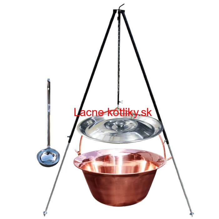 Medený kotlík 30 L (1,2 mm) + pokrievka + klasická teleskopická trojnožka