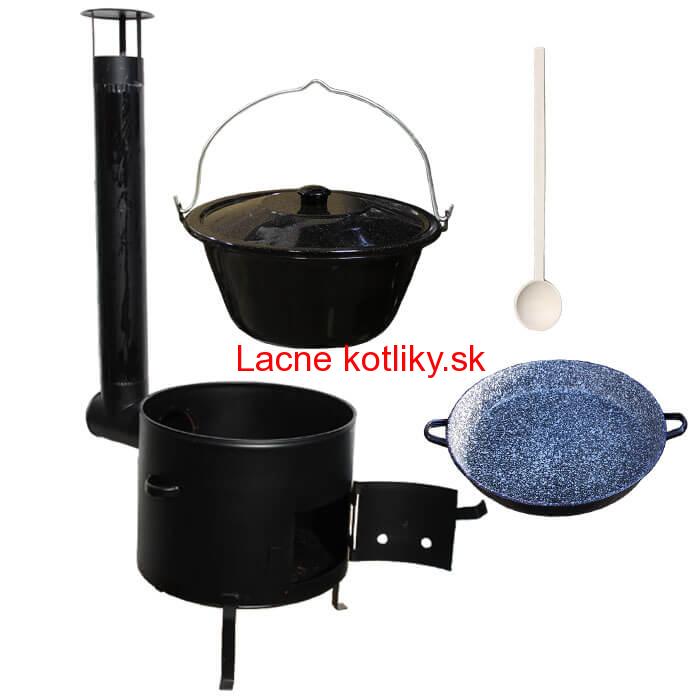 Smaltovaný kotlík 16 L (1,2 mm) + smaltovaná grilovacia panica s uškami GRILL PARTY