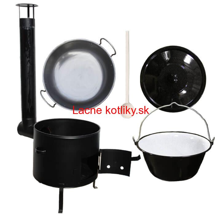 Smaltovaný kotlík 30 L (1,2 mm) + železná grilovacia panica s uškami GRILL PARTY