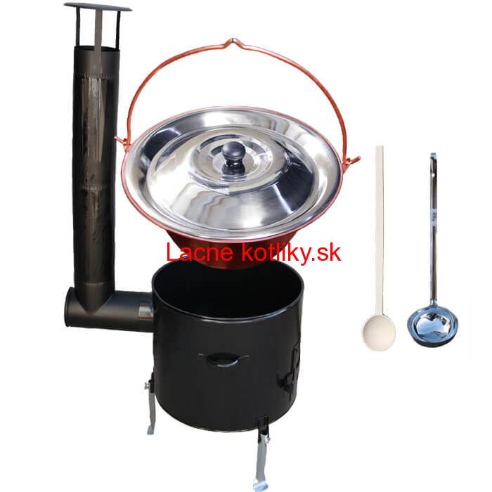 Medený kotlik 14 L (1,2 mm) + smaltovaná kotlina 36 cm + vareška a naberačka Easy party