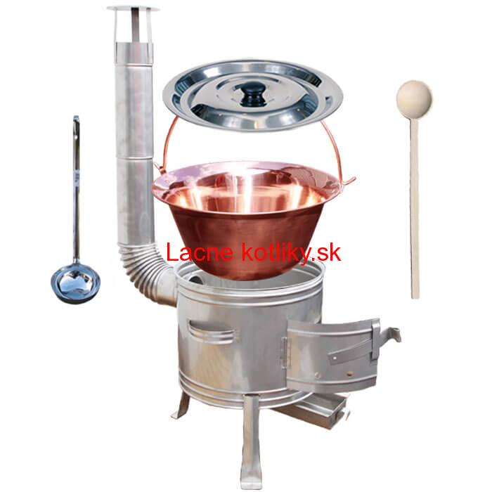 Medený kotlík 30 L (1,2 mm) + nerezová kotlina 45 cm + vareška a naberačka TOPLUX