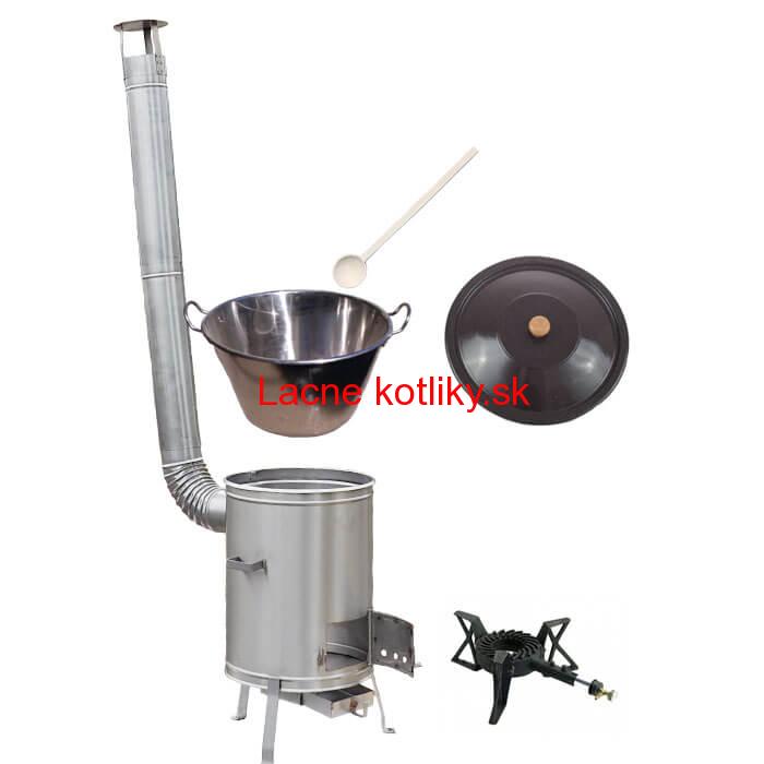 Zabíjačkový nerezový kotol 70 L + nerezová kotlina 56 cm + horák 7 kW