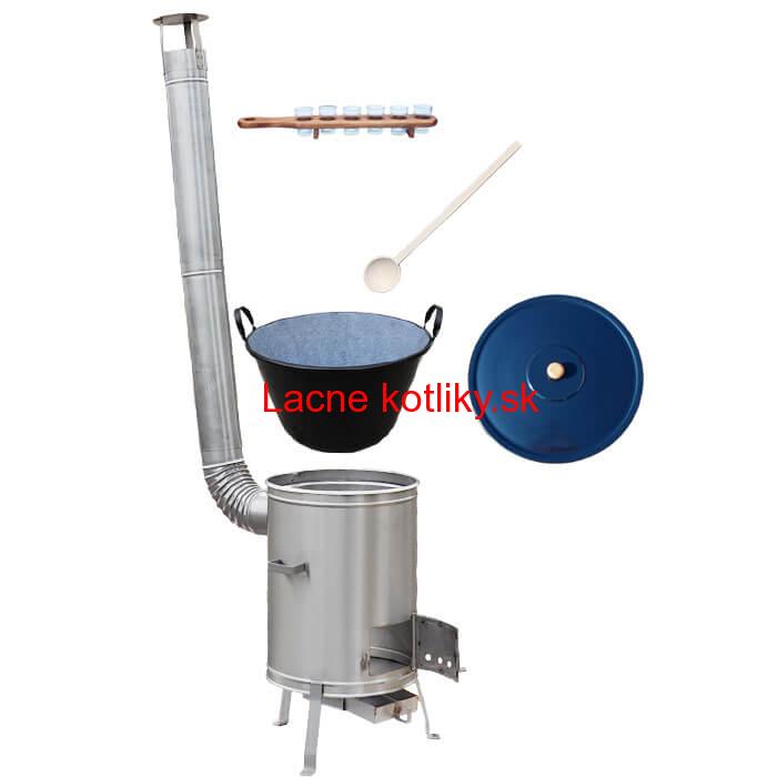 Zabíjačkový smaltovaný kotol 50 L + nerezová kotlina 53 cm + štamperlíky