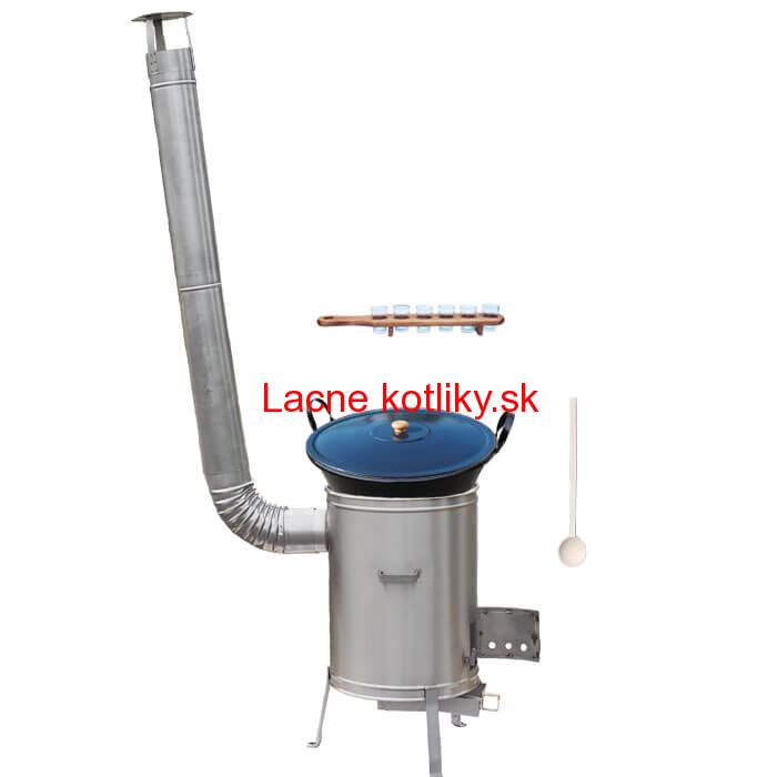 Zabíjačkový smaltovaný kotol 60 L + nerezová kotlina 53 cm + štamperlíky