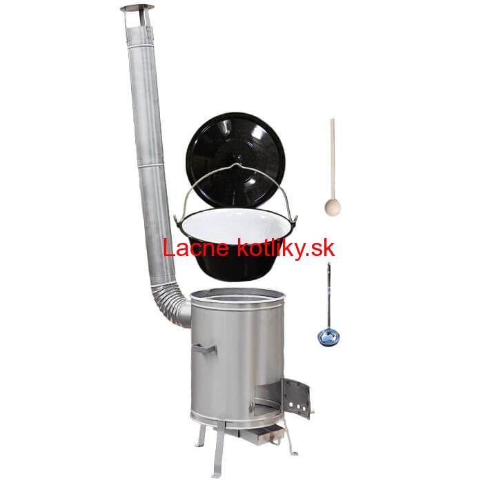 Smaltovaný kotlík 13 L (1,2 mm) + nerezová kotlina 36 cm + vareška a naberačka LUX