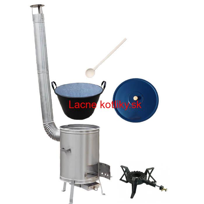 Zabíjačkový smaltovaný kotol 80 L + nerezová kotlina 56 cm + horák 7 kW