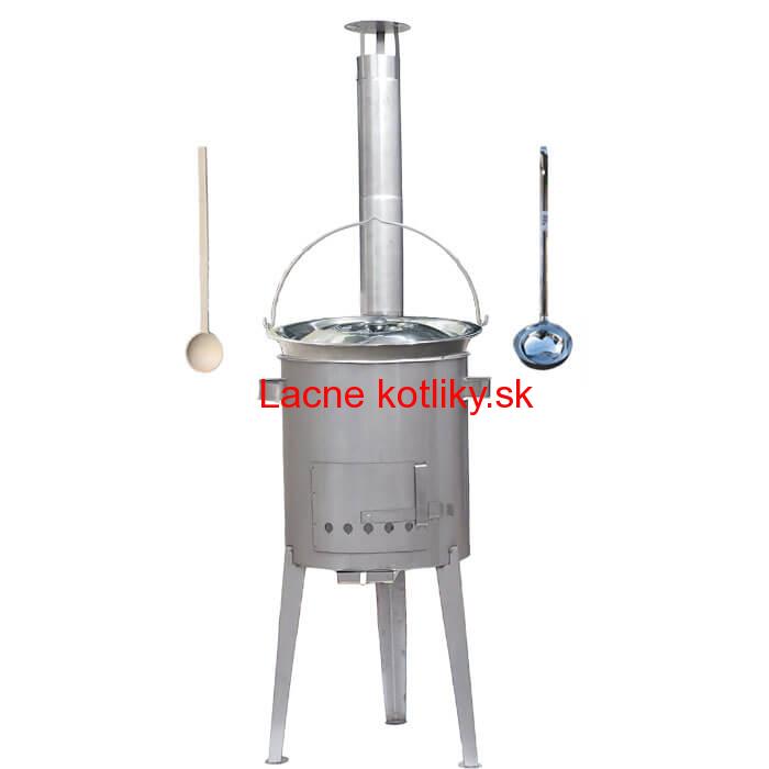 Železný kotlík 14 L (0,75 mm) + nerezová kotlina 36 cm LUXUS