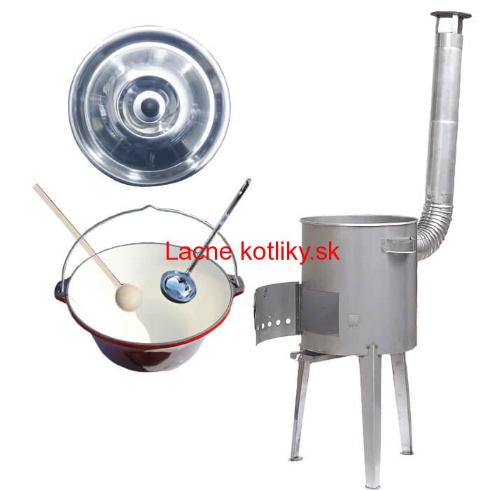 Liatinový kotlík 16 L + nerezová kotlina a naberačka LUXUS