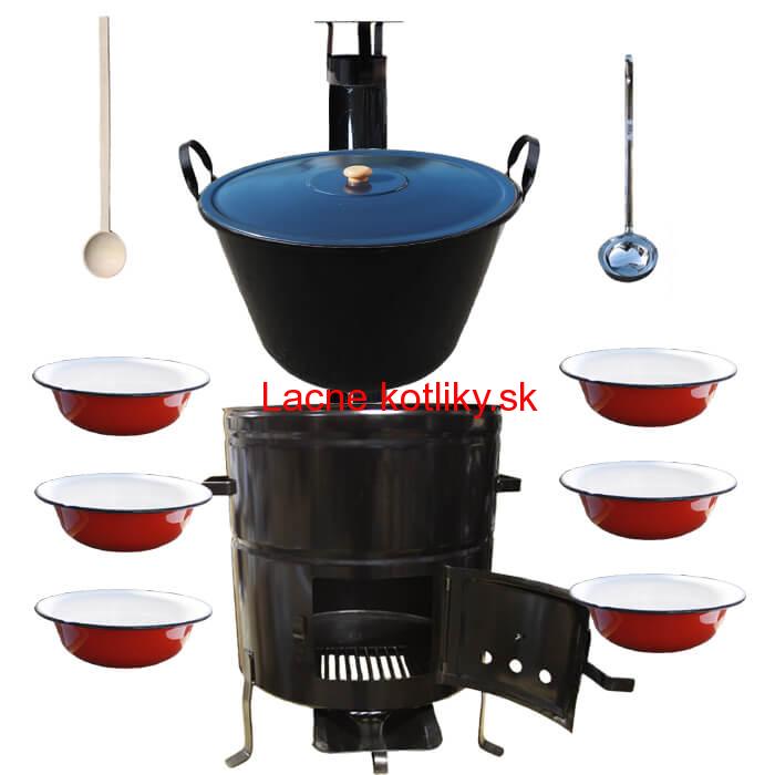 Smaltovaný kotol 70 L + smaltované taniere BIG PARTY