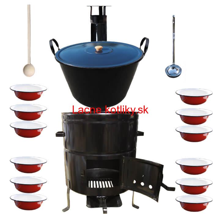 Smaltovaný kotol 80 L + smaltované taniere BIG PARTY