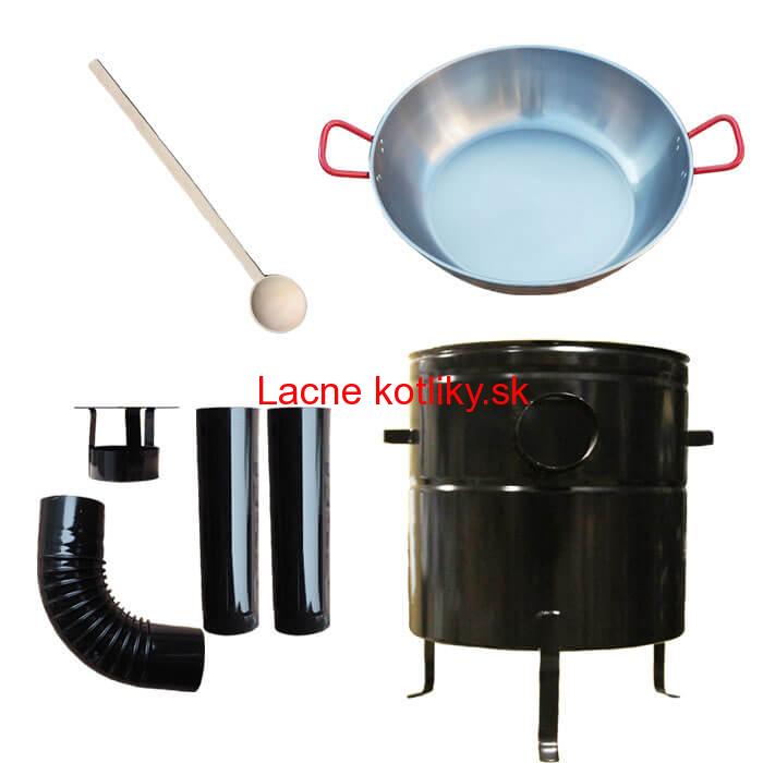 Paella panvica WOK 55 cm + kovová kotlina 53 cm a vareška
