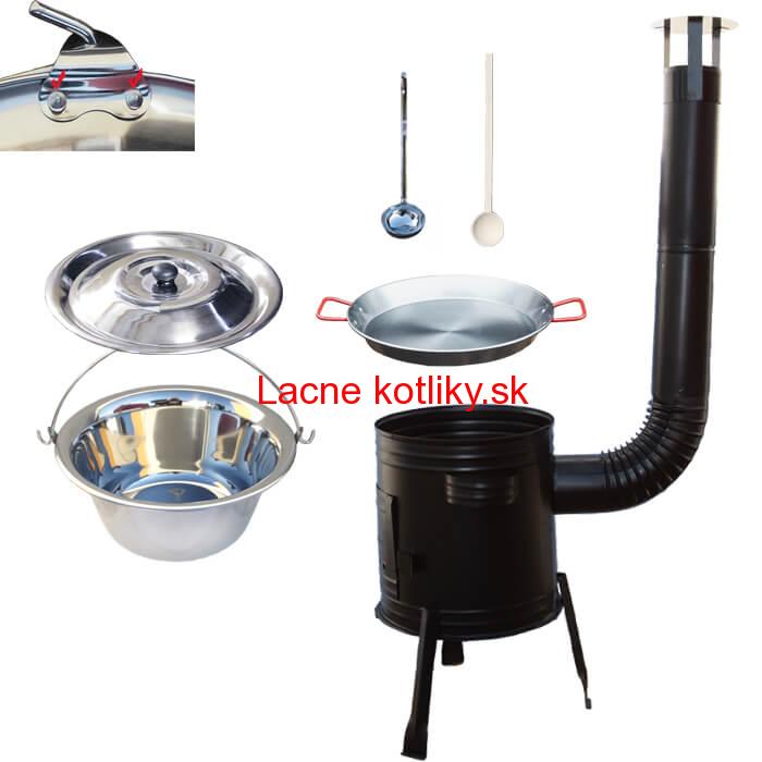 Paella oceľová panvica 38 cm s nerezovým kotlíkom 15 L (0,8 mm) a kotlinou