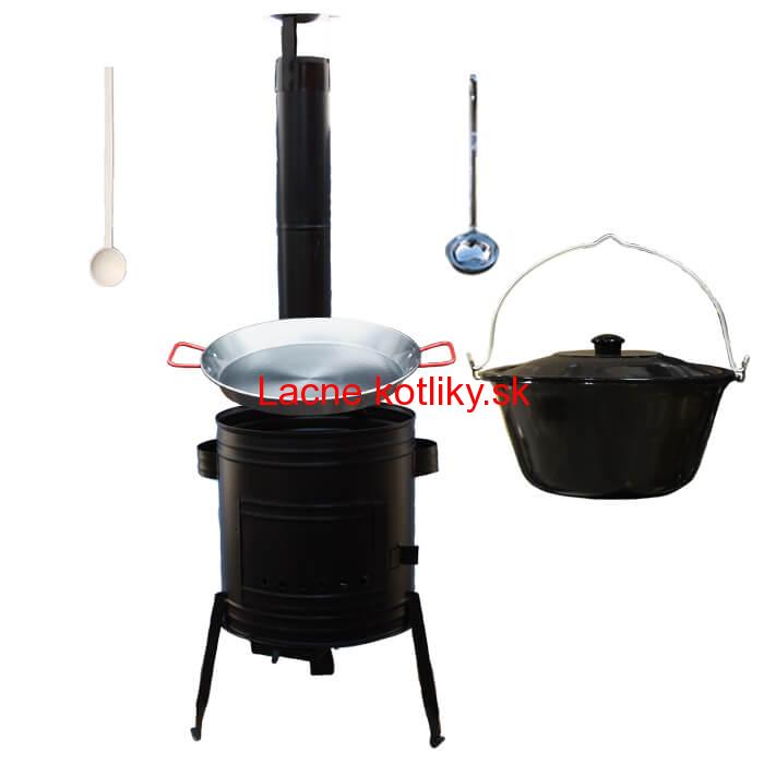 Paella oceľová panvica 42 cm so smaltovaným kotlíkom 16 L (1,2 mm) a kotlinou