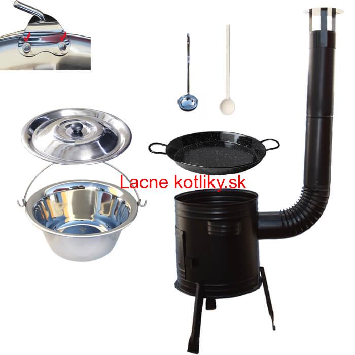 Paella smaltovaná panvica 38 cm s nerezovým kotlíkom 15 L (0,8 mm) a kotlinou
