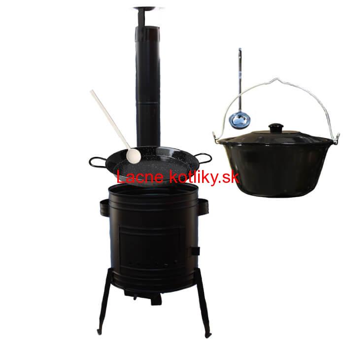 Paella smaltovaná panvica 38 cm so smaltovaným kotlíkom 13 L (1,2 mm) a kotlinou