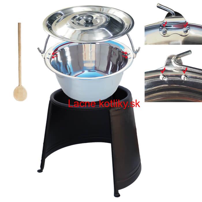 Antikorový kotlík 20 L (0,8 mm) s nitmi + chránič plameňa