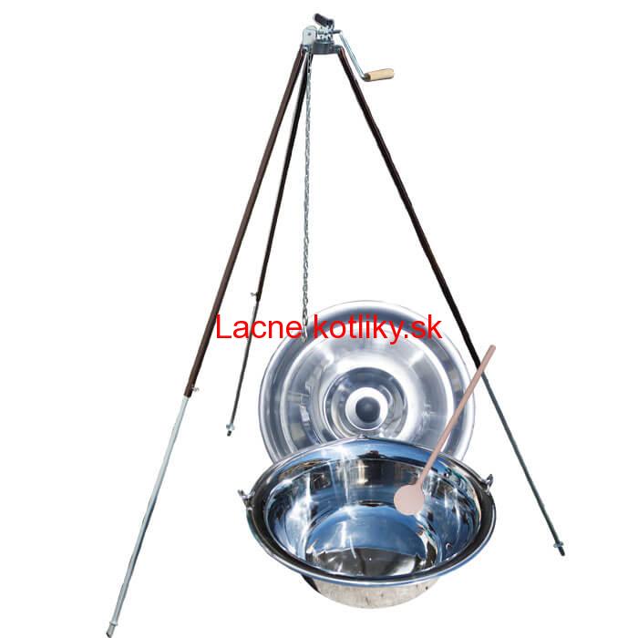 Antikorový kotlík 30 L (1,2 mm) + teleskopická trojnožka s poistnou kladkou + pokrievka