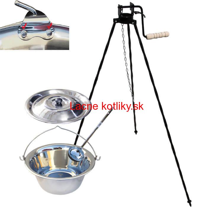 Antikorový kotlík 15 L (0,8 mm) s nitmi + stojan s kladkou VAR