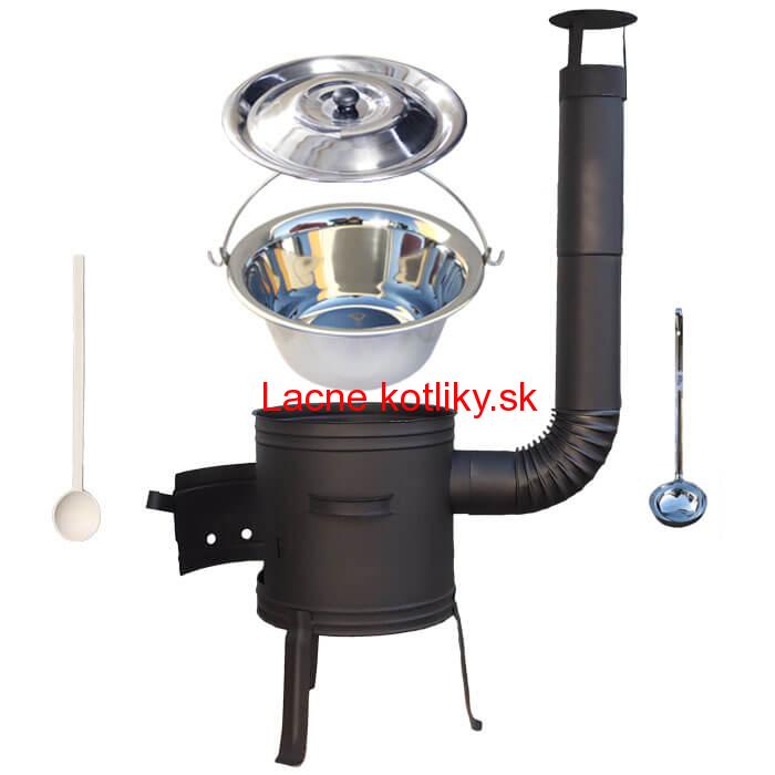 Antikorový kotlík 10 L (1,2 mm) + nízka žiaruvzdorná kotlina 33 cm PLUS 700 + vareška a naberačka