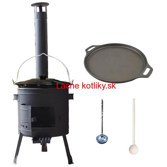 Smaltovaný kotlík 20 L (1,2 mm) + Liatinová panvica 43 cm + žiaruvzdorná kotlina 42 PLUS 600