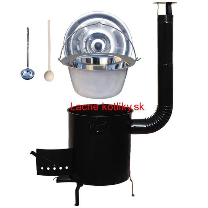 Nerezový kotlík 30 L (1,2 mm) + hrubostenná (1,5 mm) kovová kotlina 45 STRONG