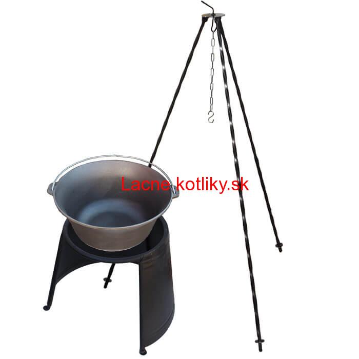 Liatinový kotlík 10,8 L + chránič plameňa 37 cm + trojnožka 1,2 m