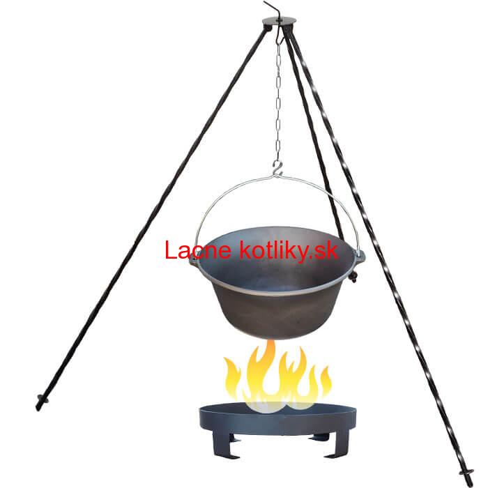 Liatinový kotlík 16 L + trojnožka 1,2 m + ohnisko 36 cm