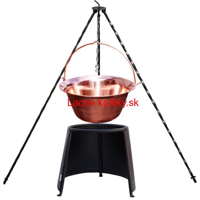 Medený kotlík 6 L (1,2 mm) + chránič plameňa 32 cm + trojnožka 1,2 m