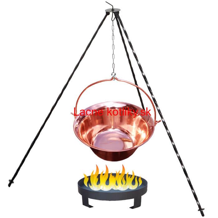 Medený kotlík 10 L (1,2 mm) + trojnožka 1,2 m + ohnisko 36 cm