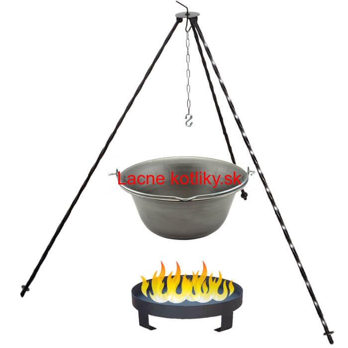 Železný kotlík 14 L (0,75 mm) + trojnožka 1,2 m + ohnisko 36 cm