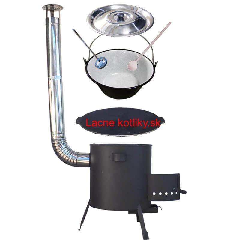 Smaltovaný kotlík 20 L + liatinová panvica 45 cm + žiaruvzdorná kotlina 42 cm PLUS 600