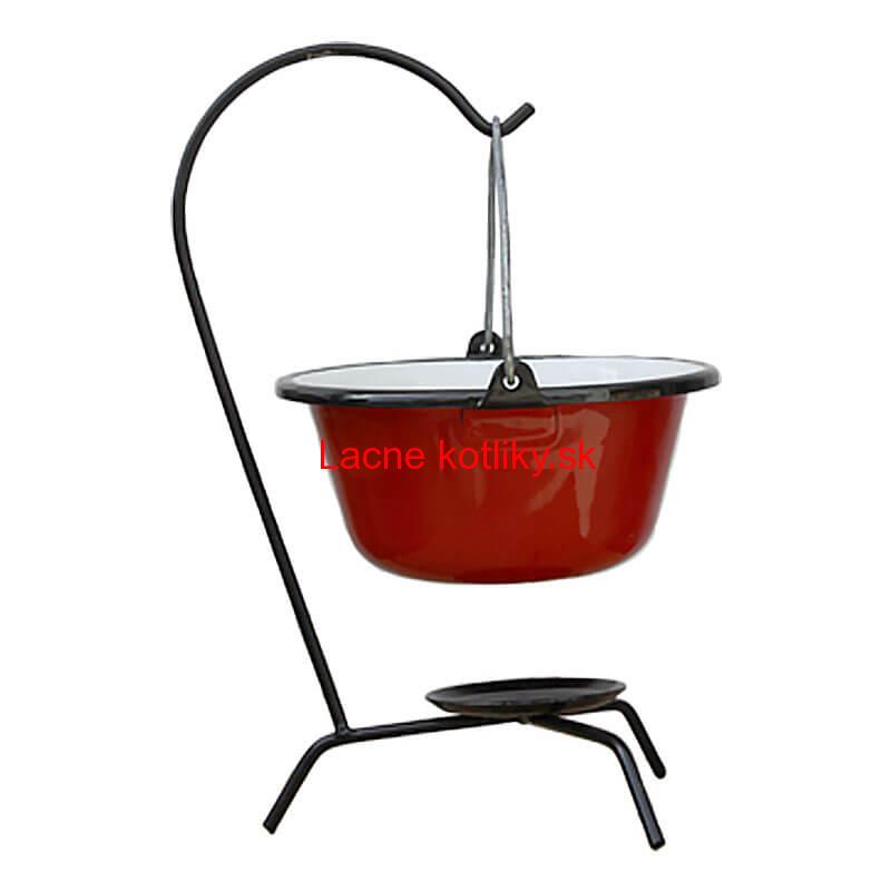 Servírovací kotlík na guláš smaltovaný červený 0,8 l + stojan