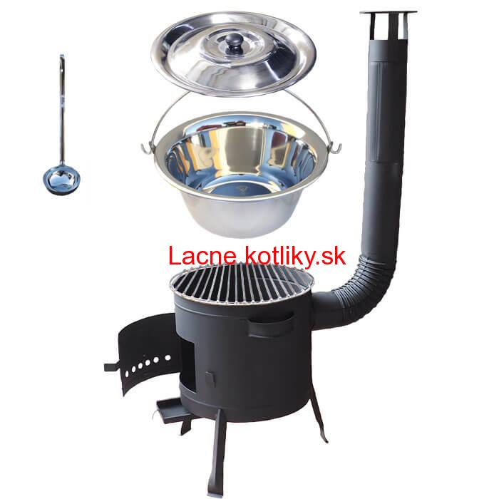 Nerezový kotlík 20 L (1,2 mm) INOX + Nerezový rošt 45 cm + nízka žiaruvzdorná kotlina 42 cm PLUS 600