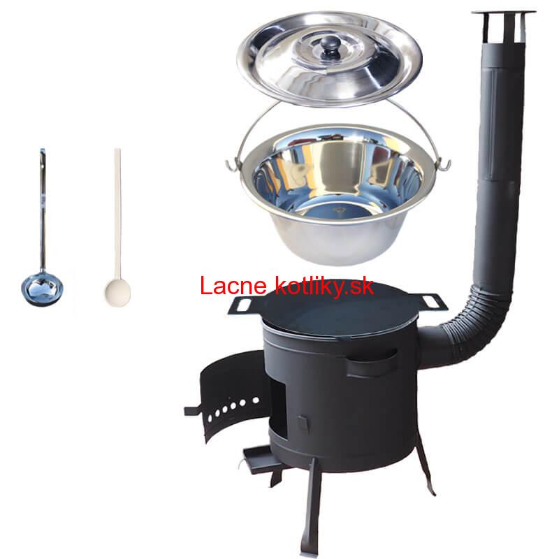 Nerezový kotlík 14 L (0,8 mm) INOX + železná panvica 38 cm UNI + kotlina 36 cm PLUS 600