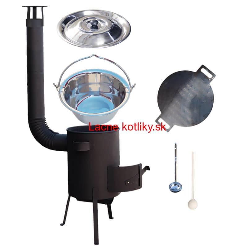 Nerezový kotlík 20 L (1,2 mm) INOX + železná panvica 44 cm UNI + kotlina 42 cm PLUS 600 4 MM