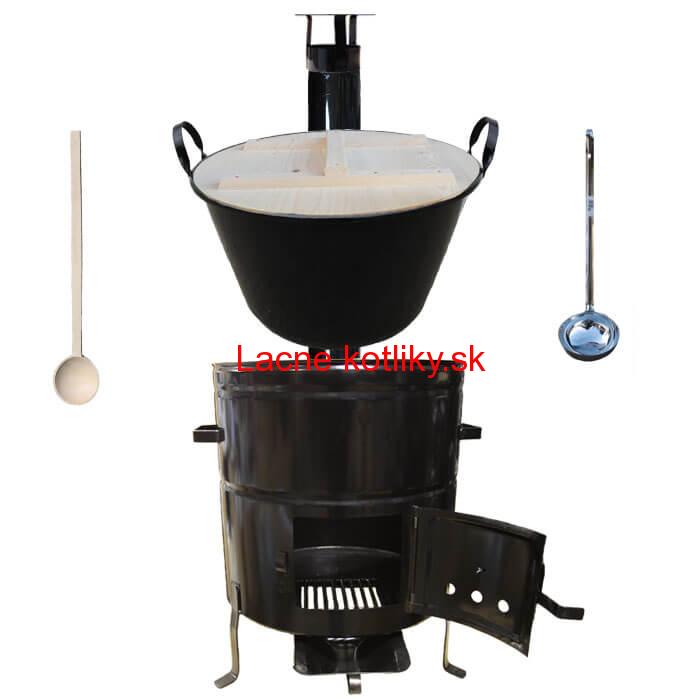 Smaltovaný kotol 100 L + kovová kotlina 60 cm + vareška a naberačka BIG PARTY