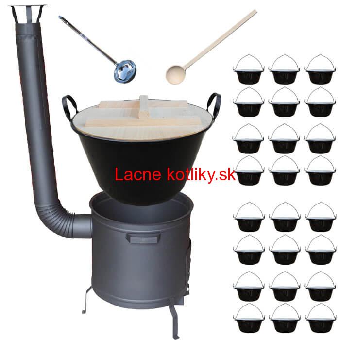 Smaltovaný kotol 100 L + servírovacie kotlíky (24 ks) vareška a naberačka PLUS 600