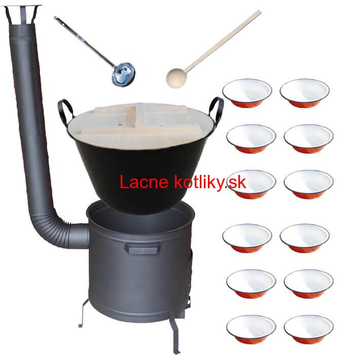 Smaltovaný kotol 100 L + smaltované taniere + vareška a naberačka PLUS 600 PLUS 600
