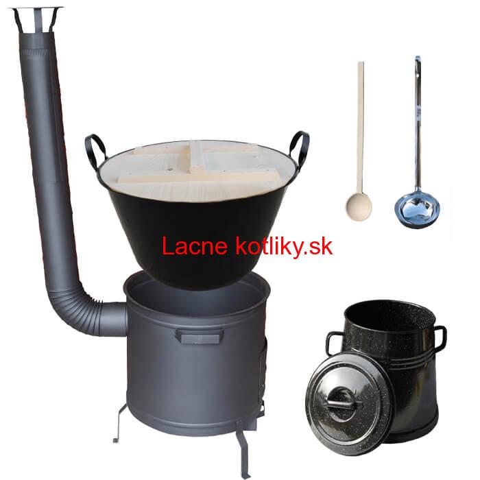 Smaltovaný kotol 100 L + žiaruvzdorná kotlina 60 cm PLUS 600 + Nádoba na masť 10 L