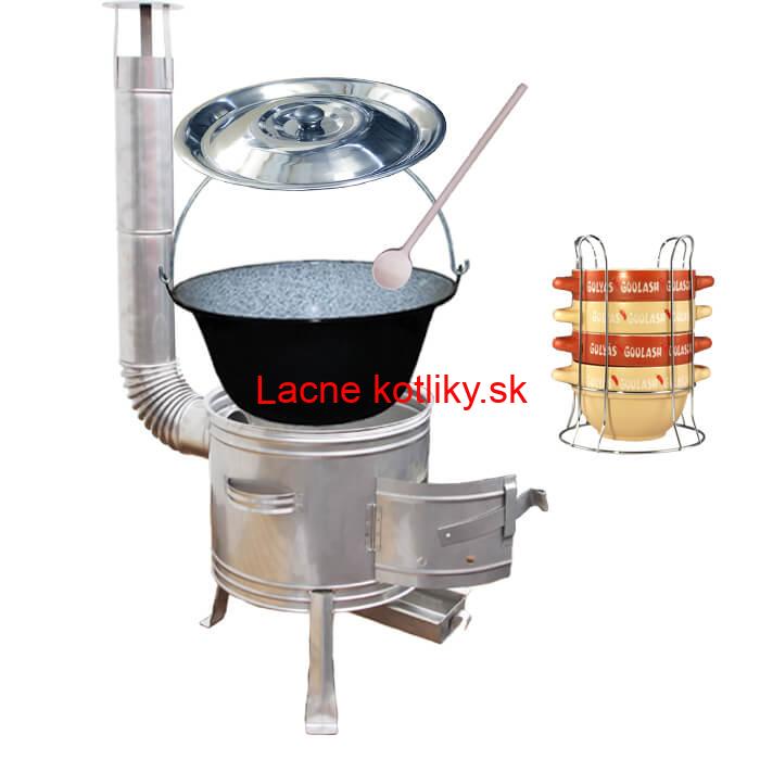 Smaltovaný kotlík 22 L (1,2 mm) + misky na guláš 4 ks + nerezová kotlina 42 cm TOPLUX