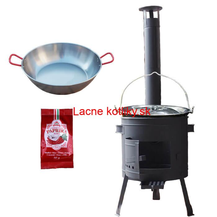 Smaltovaný kotlík 22 L + Panvica PAELLA (WOK) 45 cm + sladká paprika 50 g + nízka kotlina 42 PLUS 600