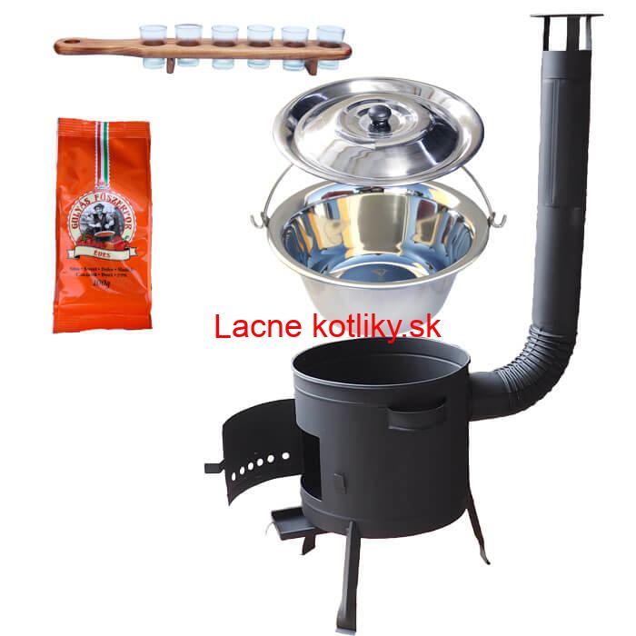 Nerezový kotlík 22 L (0,8 mm) + korenie + štamperlíky + nízka žiaruvzdorná kotlina (0,8 mm) 42 PLUS 600