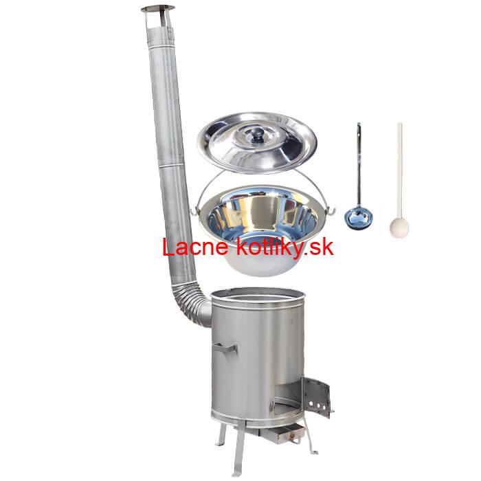 Antikorový kotlík 20 L (1,2 mm) + nerezová kotlina 42 cm + vareška a naberačka LUX