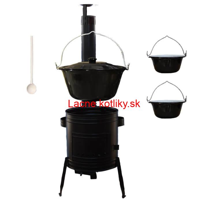 Smaltovaný kotlík 8 L (1,2 mm) + kovová kotlina 31 CLASSIC (KOV) + 2 smaltované servírovacie kotlíky 0,8 L