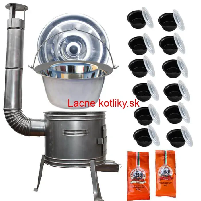 Nerezový kotlík 22 L (0,8 mm) INOX + nerezová kotlina 42 cm TOPLUX + misky 12 ks + 2 x korenie na guláš 100 g